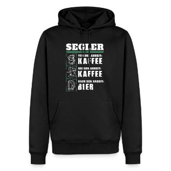 Mon quotidien de marin - Sweat à capuche Premium bio Homme - noir - Devant - Nico (187cm)