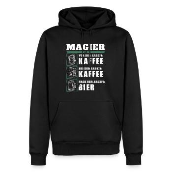My daily routine as a cyclist - Men’s Premium Organic Hoodie - black - Front - Nico (187cm)