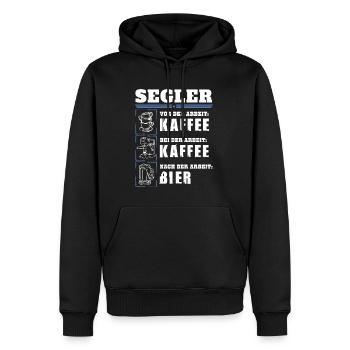 Mon quotidien de marin - Sweat à capuche Premium bio Homme - noir - Devant - Nico (187cm)