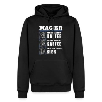 Mein Tagesablauf als Radler - Männer Premium Bio Hoodie - Schwarz - Vorne - Nico (187cm)