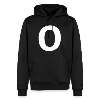 Buchstabe o "o" weiß - Männer Premium Bio Hoodie - Schwarz - Vorne - Nico (187cm)