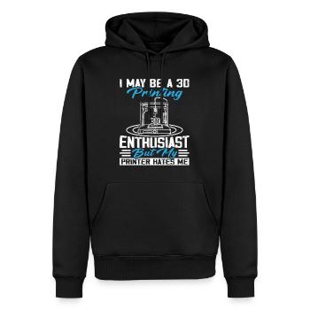 Ich bin vielleicht ein 3D-Druck-Enthusiast 3D-Drucker - Männer Premium Bio Hoodie - Schwarz - Vorne - Nico (187cm)