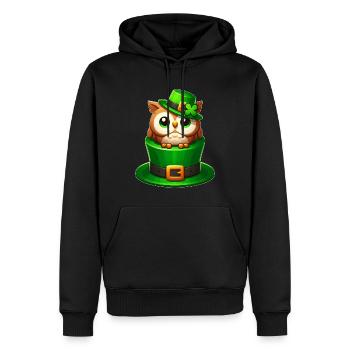 Süße St. Patrick's Day Eule mit Zylinder - Männer Premium Bio Hoodie - Schwarz - Vorne - Nico (187cm)