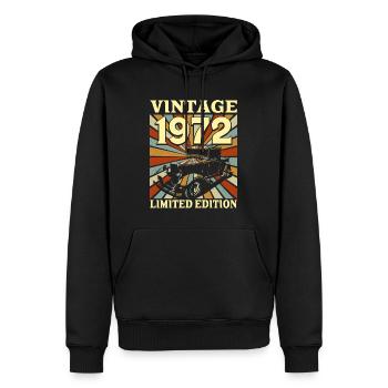 Vintage 50 Ans 1972 50e Anniversaire - Sweat à capuche Premium bio Homme - noir - Devant - Nico (187cm)