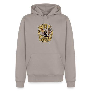 3d Biene CREW 2023gold 2 - Männer Premium Bio Hoodie - Taupe - Vorne - Nico (187cm)