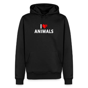 Animaux - j'aime les animaux - Sweat à capuche Premium bio Homme - noir - Devant - Nico (187cm)