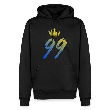 99 Couronne numérique - Sweat à capuche Premium bio Homme - noir - Devant - Nico (187cm)