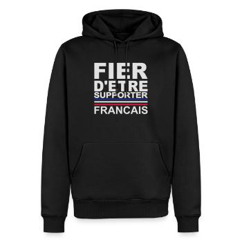 Fier d'être supporter Français - version 1 - Sweat à capuche Premium bio Homme - noir - Devant - Nico (187cm)