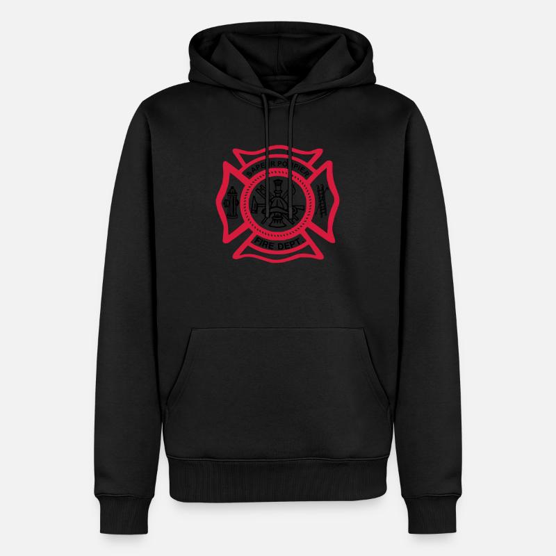 Schild Feuerwehrmann - Männer Premium Bio Hoodie - Schwarz