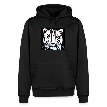Tigre blanc - Sweat à capuche Premium bio Homme - noir - Devant - Nico (187cm)