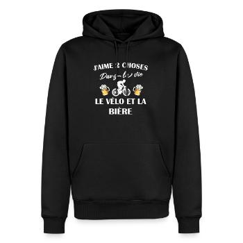 Ich liebe 2 Dinge Radfahren und Bier T-Shirt - Männer Premium Bio Hoodie - Schwarz - Vorne - Nico (187cm)