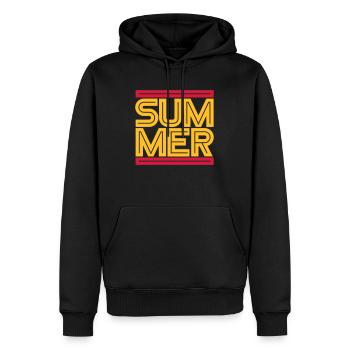 Rote Balken Summer Design Logo Palmen Text Wasser - Männer Premium Bio Hoodie - Schwarz - Vorne - Nico (187cm)