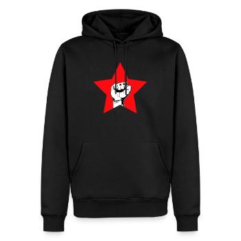Roter Stern mit Faust - Proletarier aller Länder - Männer Premium Bio Hoodie - Schwarz - Vorne - Nico (187cm)