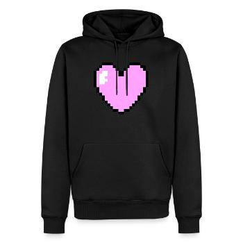 Coeur Pixel Rose - Sweat à capuche Premium bio Homme - noir - Devant - Nico (187cm)