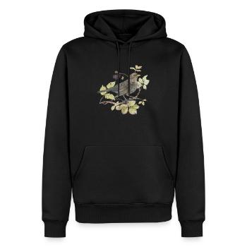 Amsel auf Zweig Liebevolle Aquarellzeichnung - Männer Premium Bio Hoodie - Schwarz - Vorne - Nico (187cm)