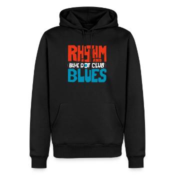 Blue Dot Rhythm and Blues v2 - Men’s Premium Organic Hoodie - black - Front - Nico (187cm)