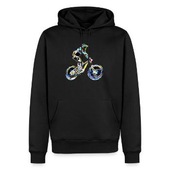 vtt mtb downhill - Sweat à capuche Premium bio Homme - noir - Devant - Nico (187cm)