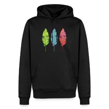 Drei zarte Federn - Männer Premium Bio Hoodie - Schwarz - Vorne - Nico (187cm)