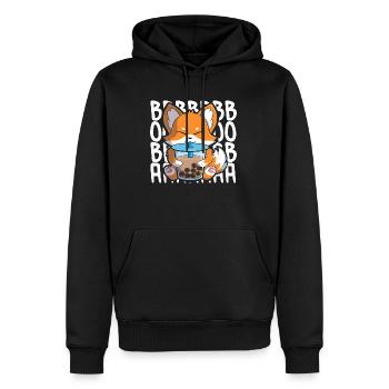 boba foxcute kawaii fox drinking bubble tea - Men’s Premium Organic Hoodie - black - Front - Nico (187cm)