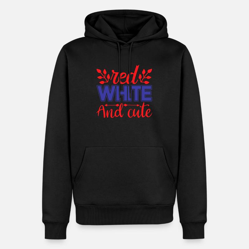 Rouge blanc et mignon - Sweat à capuche Premium bio Homme - noir