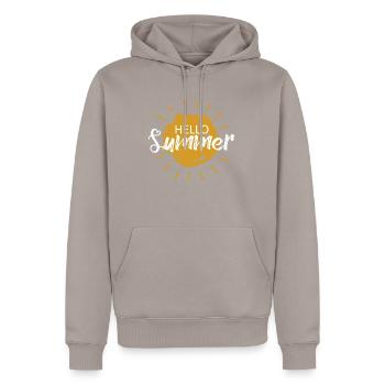 Hallo Sommer - Männer Premium Bio Hoodie - Taupe - Vorne - Nico (187cm)