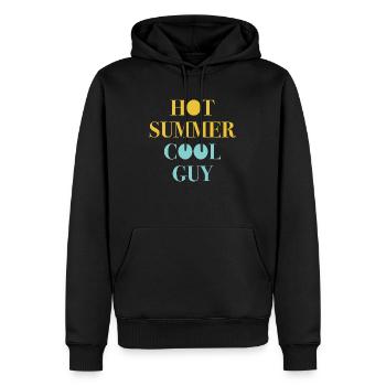 Hot summer cool guy - gelb/blau - Männer Premium Bio Hoodie - Schwarz - Vorne - Nico (187cm)