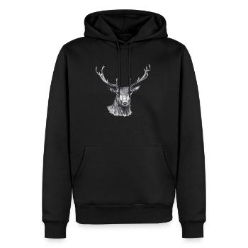 Cerf - Sweat à capuche Premium bio Homme - noir - Devant - Nico (187cm)