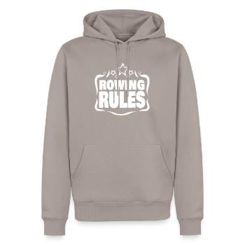 Perfect because Rowing Rudern Rules - Männer Premium Bio Hoodie - Taupe - Vorne - Nico (187cm)