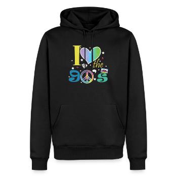 Proverbes des années 1990 Idée cadeau des années 90 - Sweat à capuche Premium bio Homme - noir - Devant - Nico (187cm)