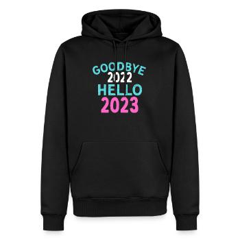 Goodbye And Hello - Männer Premium Bio Hoodie - Schwarz - Vorne - Nico (187cm)