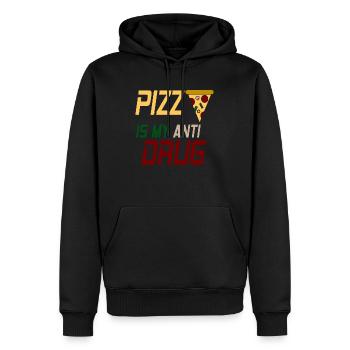 PIZZA Is My Anti Drug Retro Funny Pizza Lover - Männer Premium Bio Hoodie - Schwarz - Vorne - Nico (187cm)