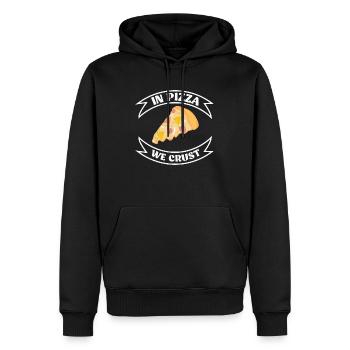 In Pizza we trust - Sweat à capuche Premium bio Homme - noir - Devant - Nico (187cm)