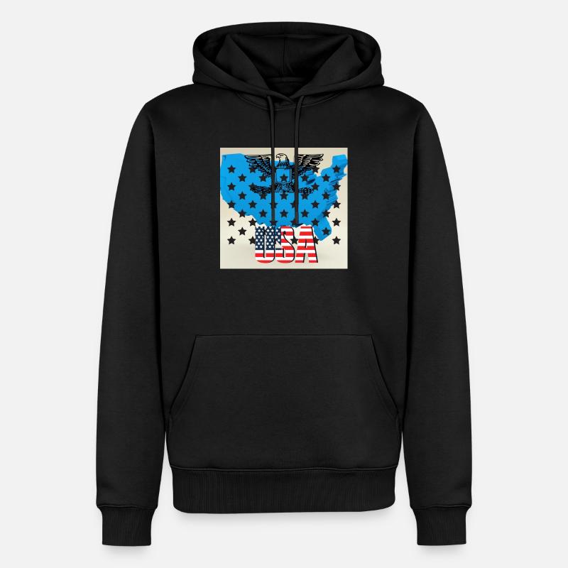 USA, étoiles et ceintures - Sweat à capuche Premium bio Homme - noir