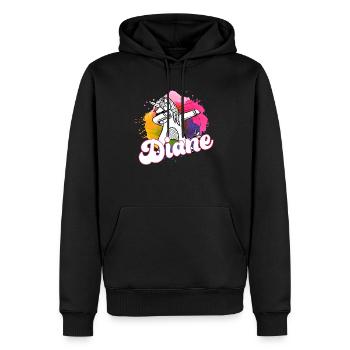 DIANE - Beau nom avec dabbing licorne - Sweat à capuche Premium bio Homme - noir - Devant - Nico (187cm)