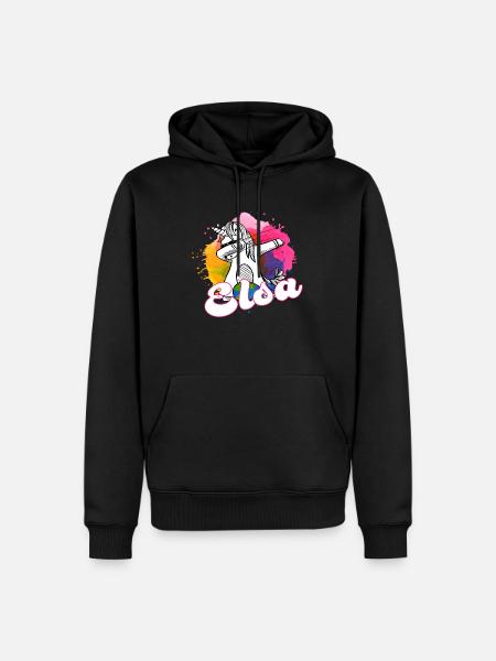 ELSA - Smukt navn med dabbing enhjørning - Herre Premium økologisk hoodie - sort