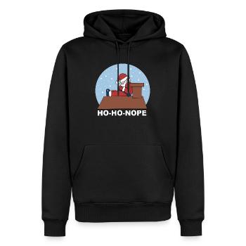 Ho-ho-nope - Der Weihnachtsmuffel - Männer Premium Bio Hoodie - Schwarz - Vorne - Nico (187cm)
