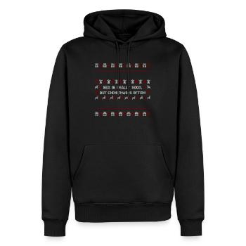 Sex ist schön, Weihnachten ist öfter – ugly Xmas - Männer Premium Bio Hoodie - Schwarz - Vorne - Nico (187cm)