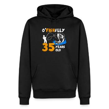 35 Jahre alt, Fischer Angler Geburtsspruch - Männer Premium Bio Hoodie - Schwarz - Vorne - Nico (187cm)