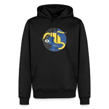 Eine unwirkliche Welt für sich - Männer Premium Bio Hoodie - Schwarz - Vorne - Nico (187cm)