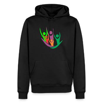 famille paix liberté - Sweat à capuche Premium bio Homme - noir - Devant - Nico (187cm)