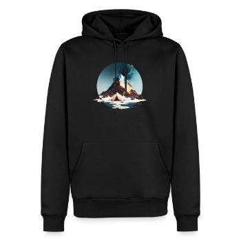 Tente au bord du lac et à la montagne - Sweat à capuche Premium bio Homme - noir - Devant - Nico (187cm)