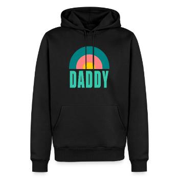 PAPA. PAPA. PAPA. VATERTAG. ALLES GUTE ZUM GEBURTSTAG, PAPA. - Männer Premium Bio Hoodie - Schwarz - Vorne - Nico (187cm)