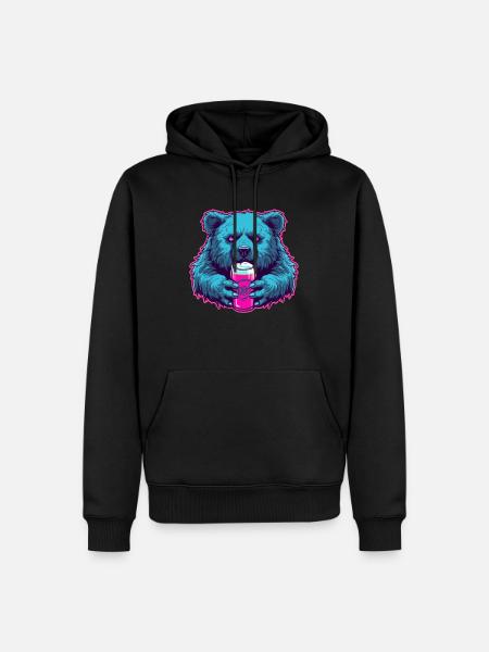 Magenta Blauer Bier Bär - Männer Premium Bio Hoodie - Schwarz