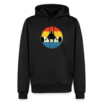 Vintage-Fitness-Workout Sonnenuntergang - Männer Premium Bio Hoodie - Schwarz - Vorne - Nico (187cm)