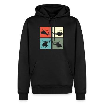 Helikopter Vintage - Männer Premium Bio Hoodie - Schwarz - Vorne - Nico (187cm)