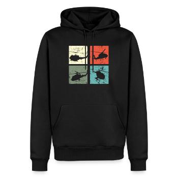 Hélicoptère rétro - Sweat à capuche Premium bio Homme - noir - Devant - Nico (187cm)