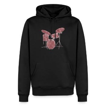 "Drums", Boho Line Art Design, Series "Music" - Men’s Premium Organic Hoodie - black - Front - Nico (187cm)