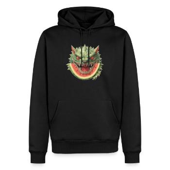 Melon monstre pastèque effrayant amusant - Sweat à capuche Premium bio Homme - noir - Devant - Nico (187cm)