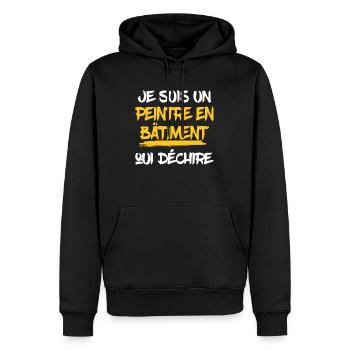 Je Suis Un Peintre En Bâtiment Qui Déchire - Sweat à capuche Premium bio Homme - noir - Devant - Nico (187cm)