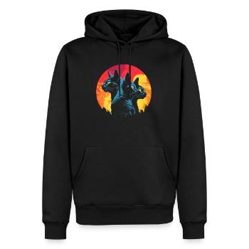 Cat Silhouette - Männer Premium Bio Hoodie - Schwarz - Vorne - Nico (187cm)